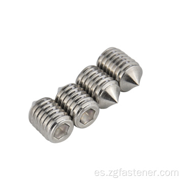 Tornillos de ajuste hexadecimal de acero inoxidable con punto de cono